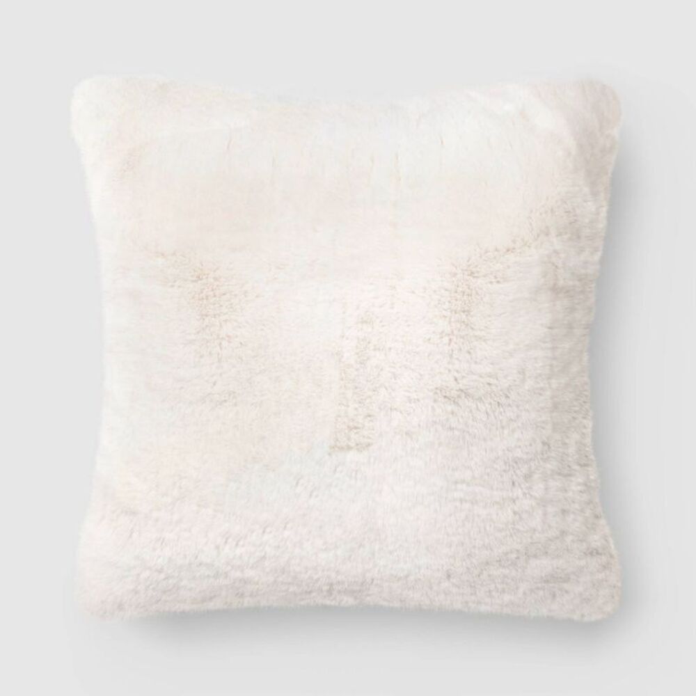 Oversized Square Soft Density Faux Shearling Throw Pillow Ivory - Threshold